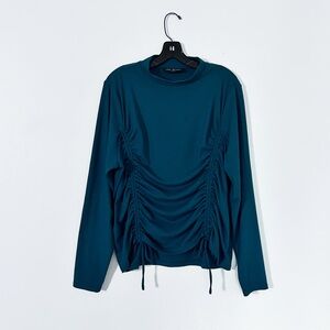 Lane Bryant Top Women’s Size 18/20 Green Long Sleeve Ruched Side Blouse